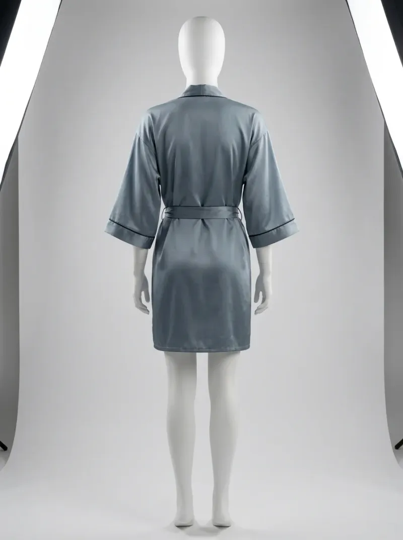Kimono court polyester satiné lounge femme fluide