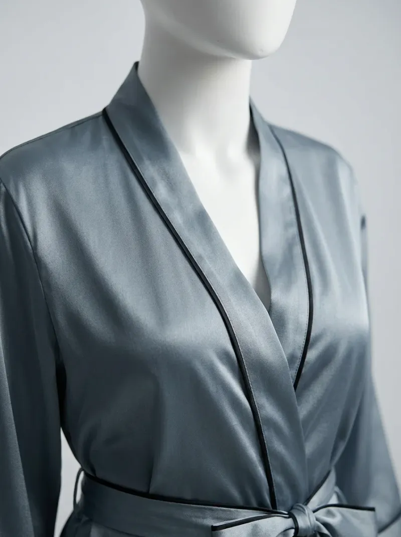 Kimono court polyester satiné lounge femme fluide