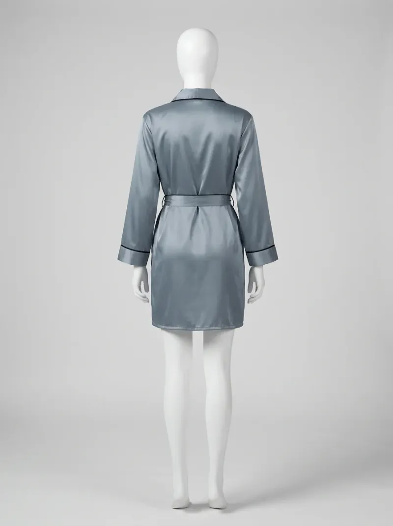Kimono court polyester satiné lounge femme fluide
