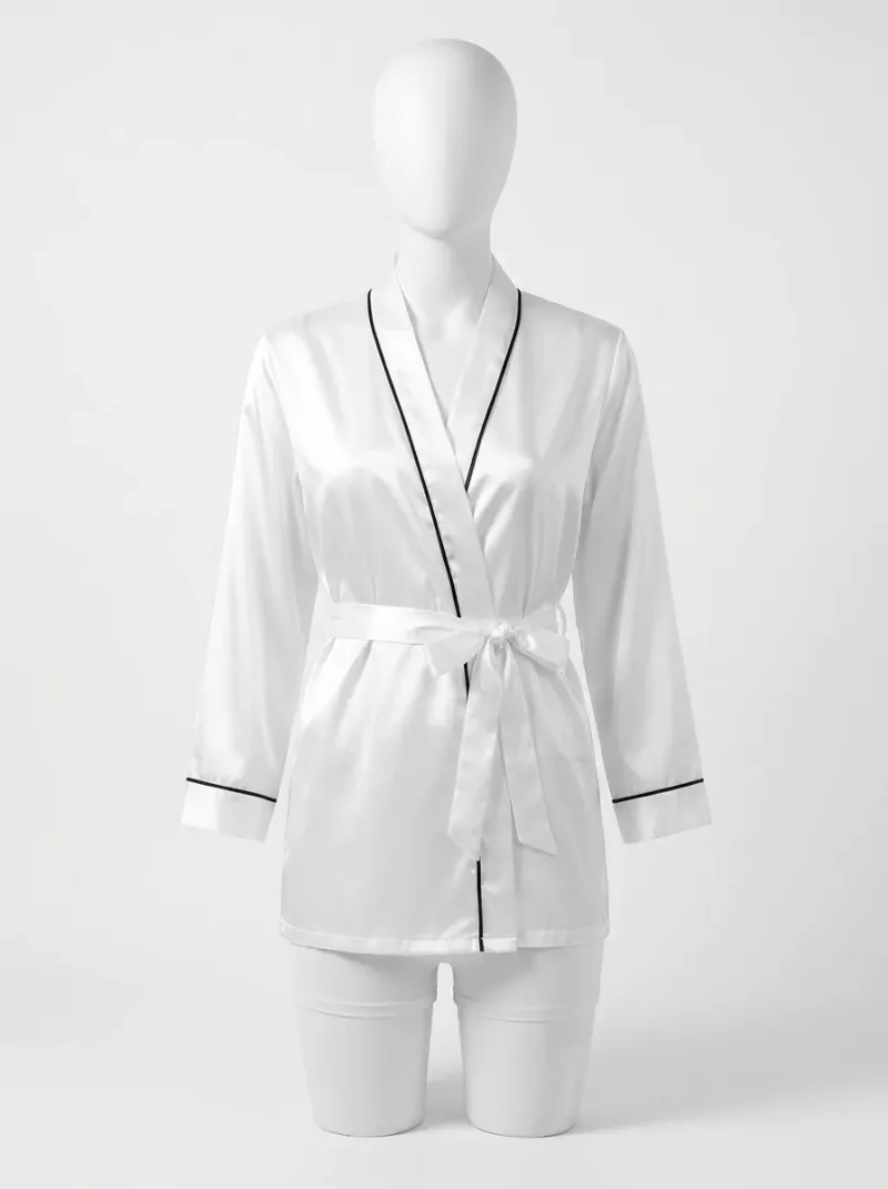 Kimono court polyester satiné élégance quotidienne femme