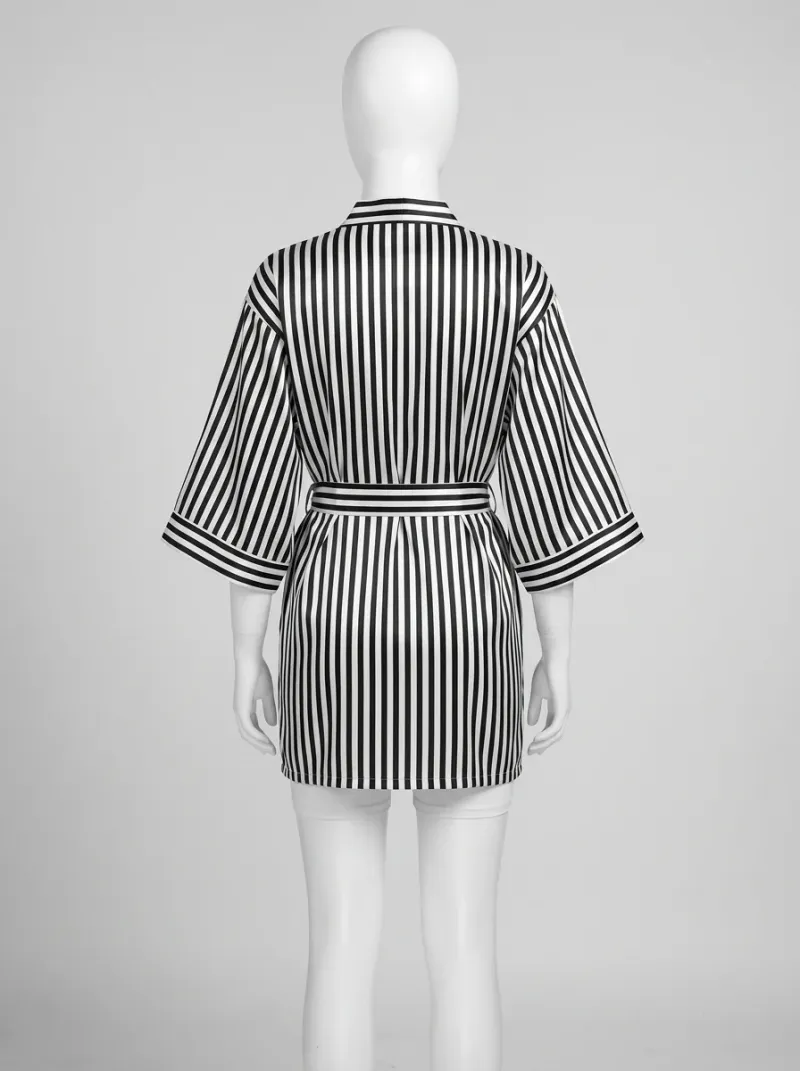 Kimono court polyester rayé femme moderne polyvalent