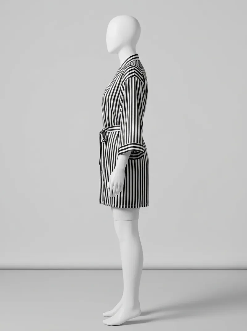 Kimono court polyester rayé femme moderne polyvalent