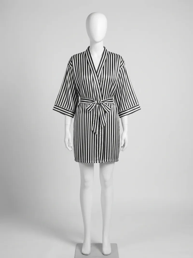Kimono court polyester rayé femme moderne polyvalent