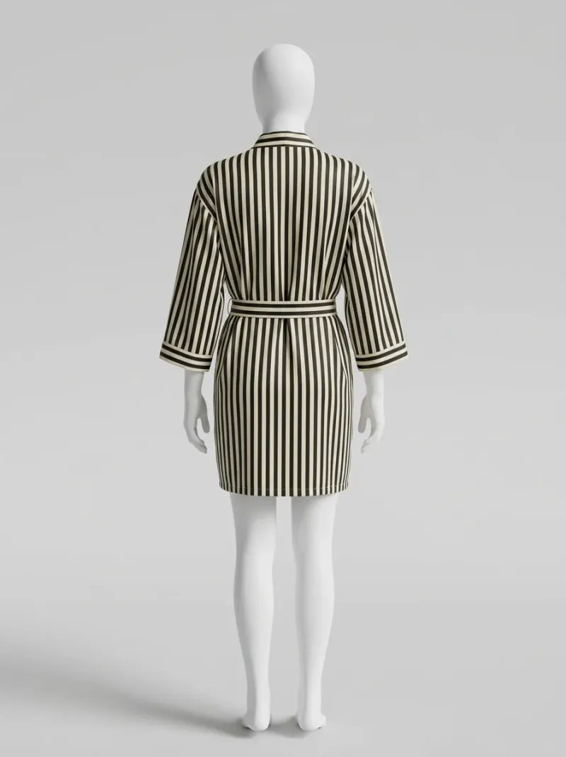 Kimono court polyester rayé femme moderne polyvalent