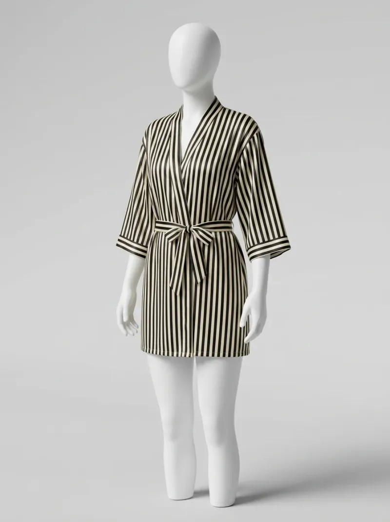 Kimono court polyester rayé femme moderne polyvalent