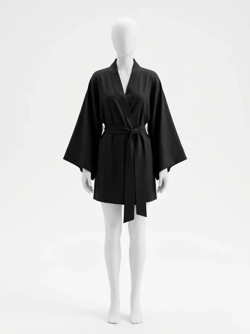 Kimono court coton polyester intérieur décontracté femme