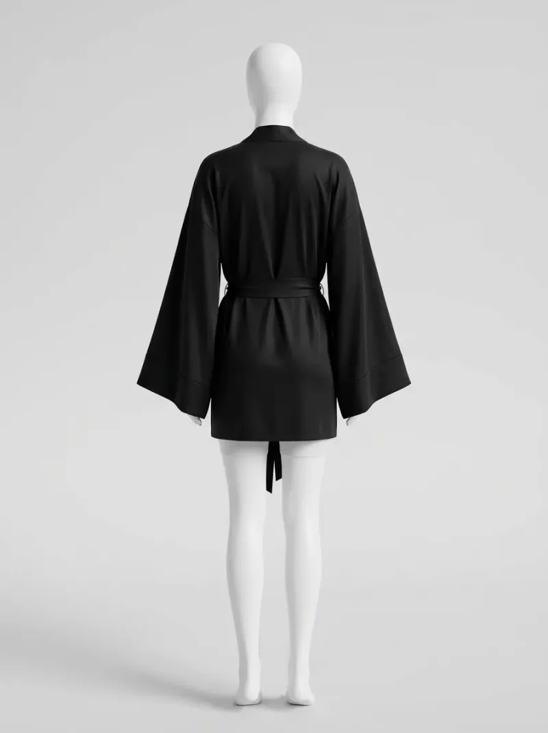 Kimono court coton polyester intérieur décontracté femme