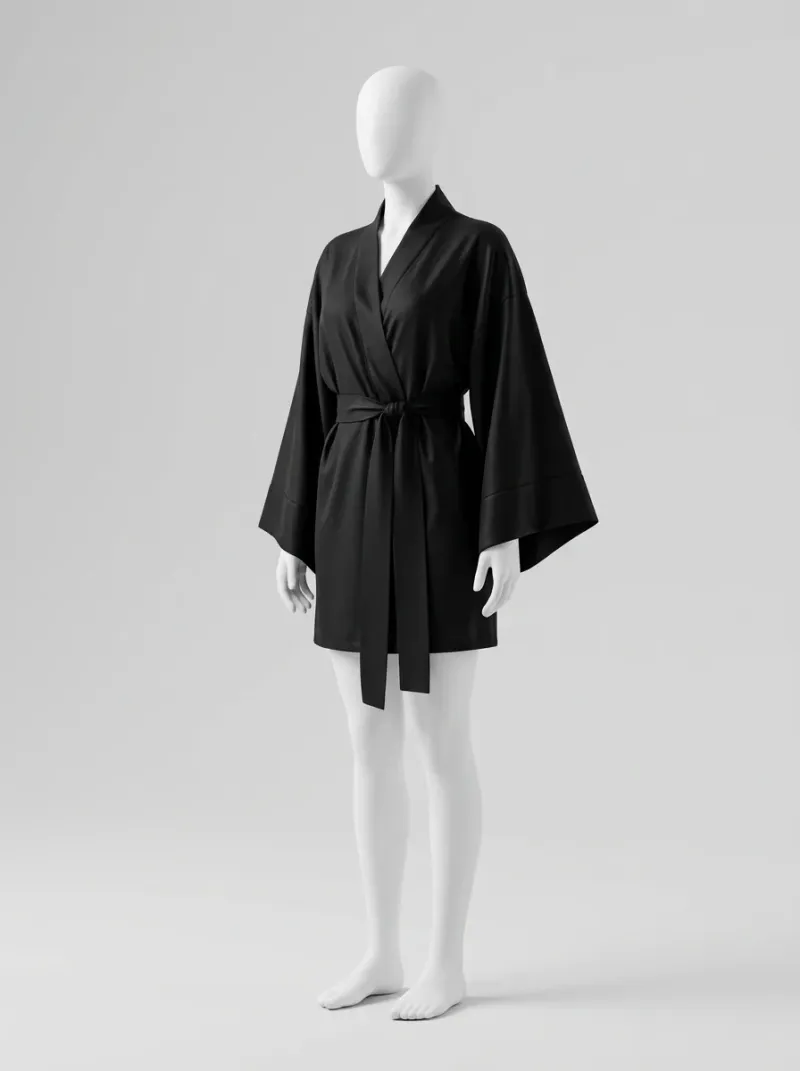 Kimono court coton polyester intérieur décontracté femme