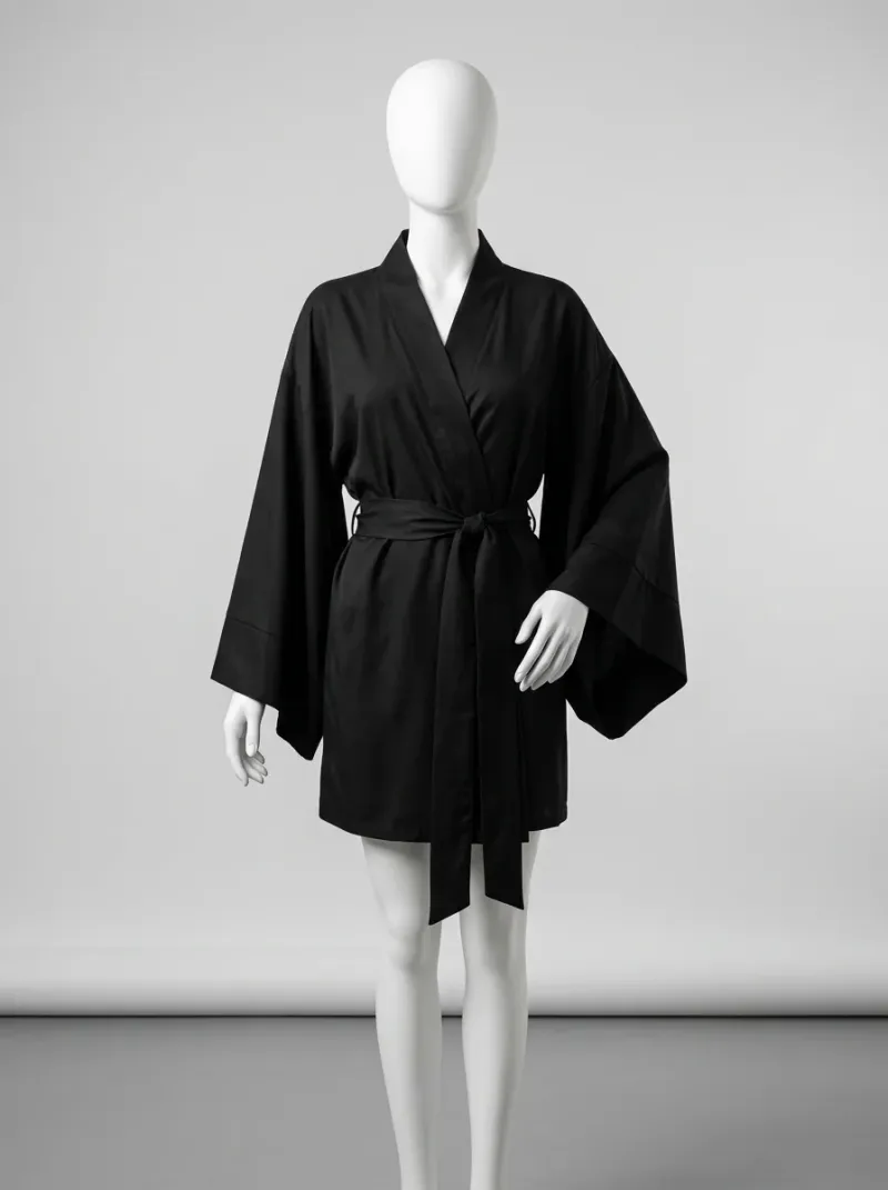 Kimono court coton polyester intérieur décontracté femme