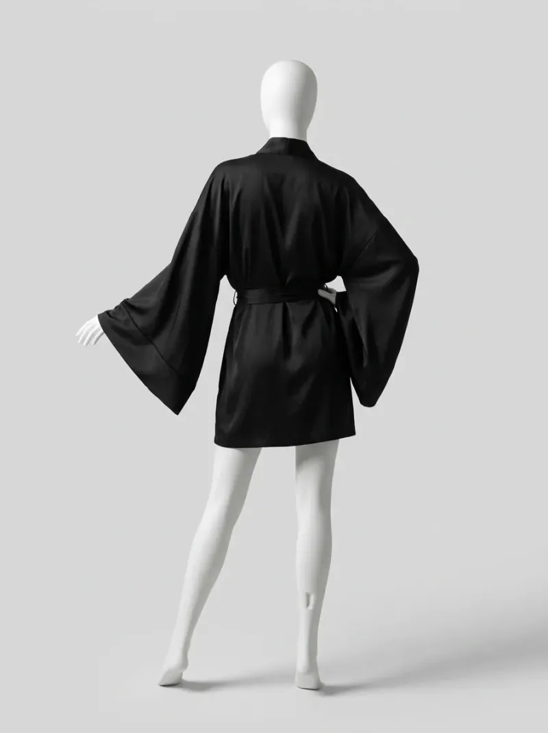 Kimono court coton polyester intérieur décontracté femme