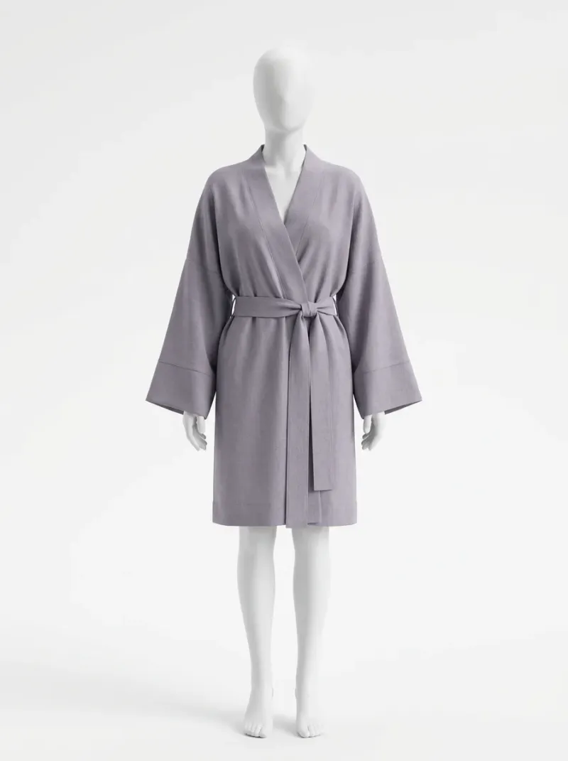 Kimono court polyester léger peignoir sortie bain femme