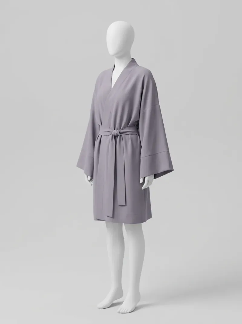 Kimono court polyester léger peignoir sortie bain femme