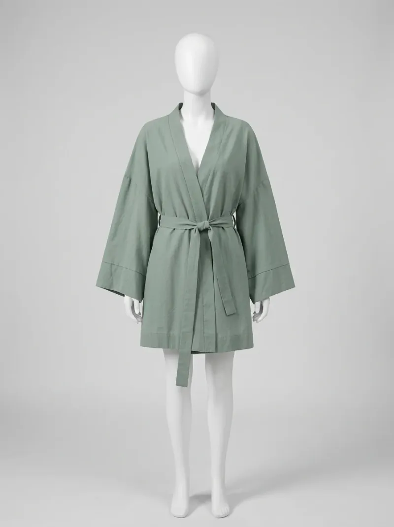 Kimono court coton 100% peignoir femme confort