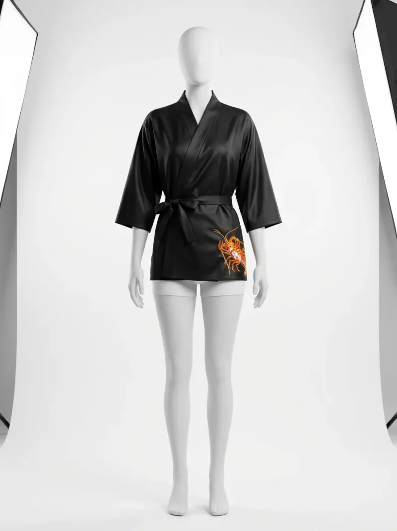 Kimono court polyester satiné cuisine femme professionnel