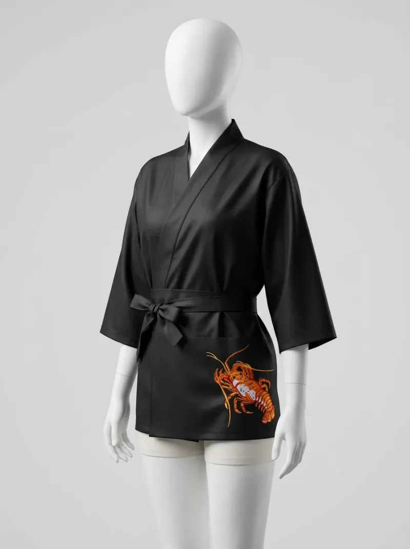 Kimono court polyester satiné cuisine femme professionnel