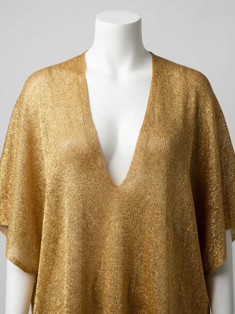 Kimono court coton polyester plage franges brillant
