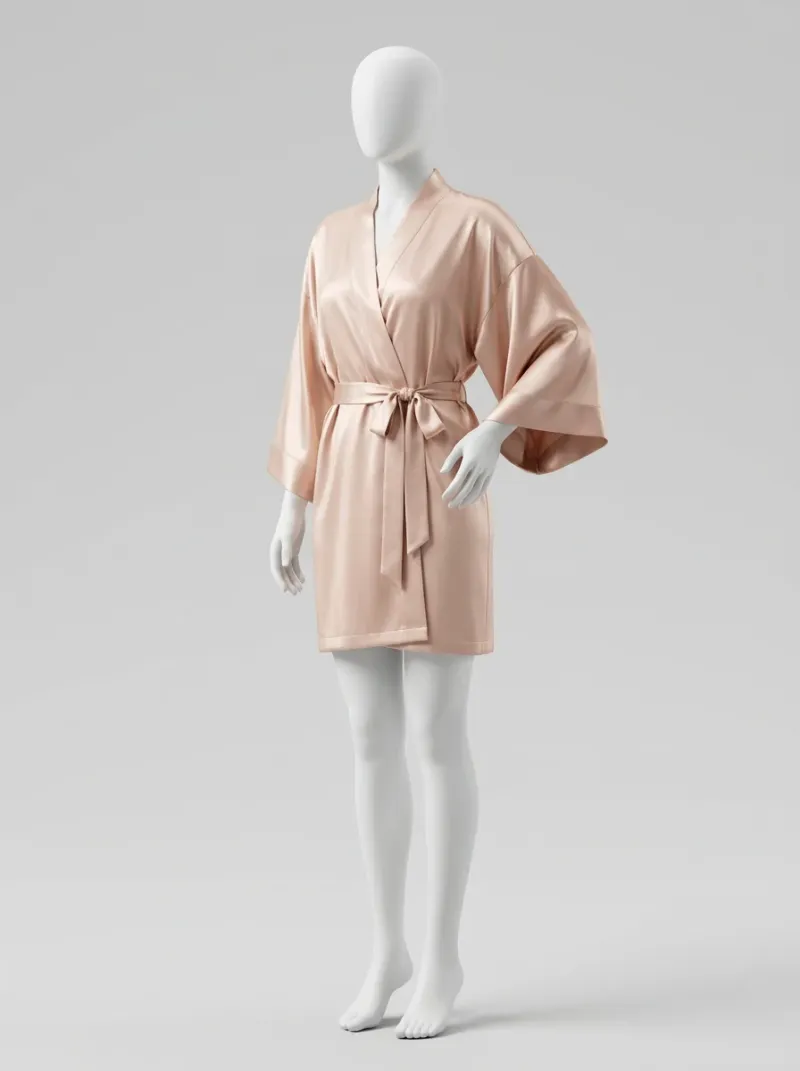 Kimono court polyester spandex nuit femme raffiné