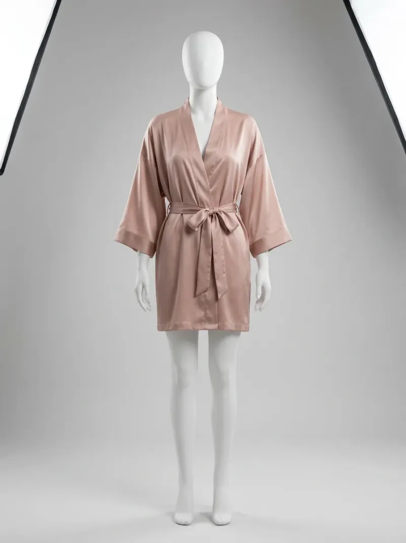 Kimono court polyester spandex nuit femme raffiné