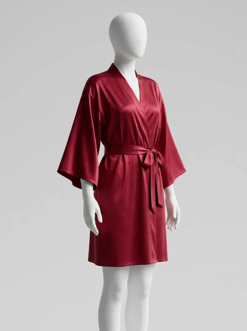 Kimono court polyester lisse intérieur femme élégante