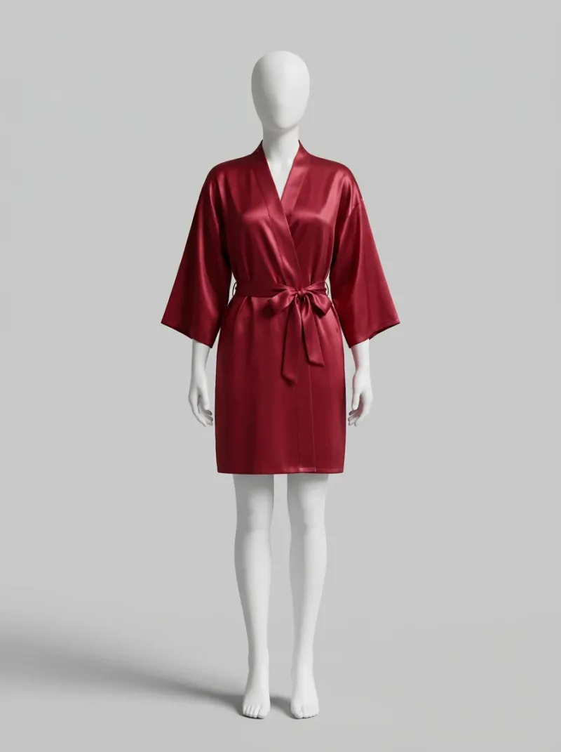 Kimono court polyester lisse intérieur femme élégante