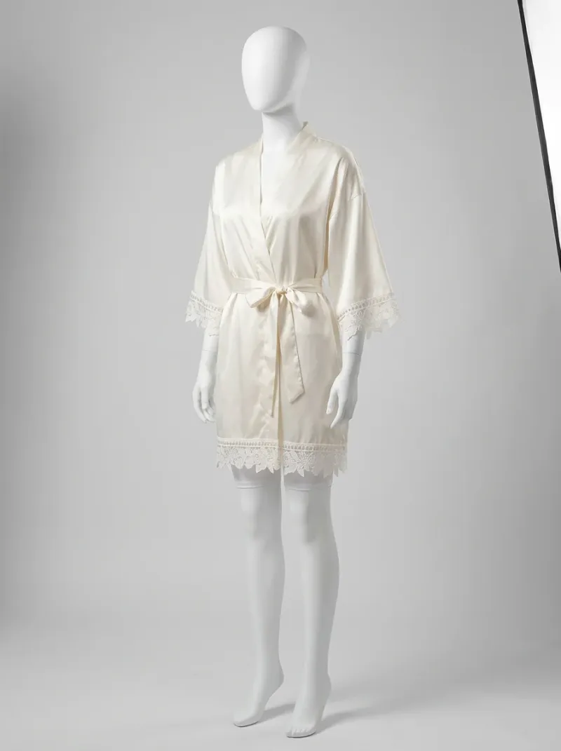 Kimono court polyester soyeux lingerie femme élégant