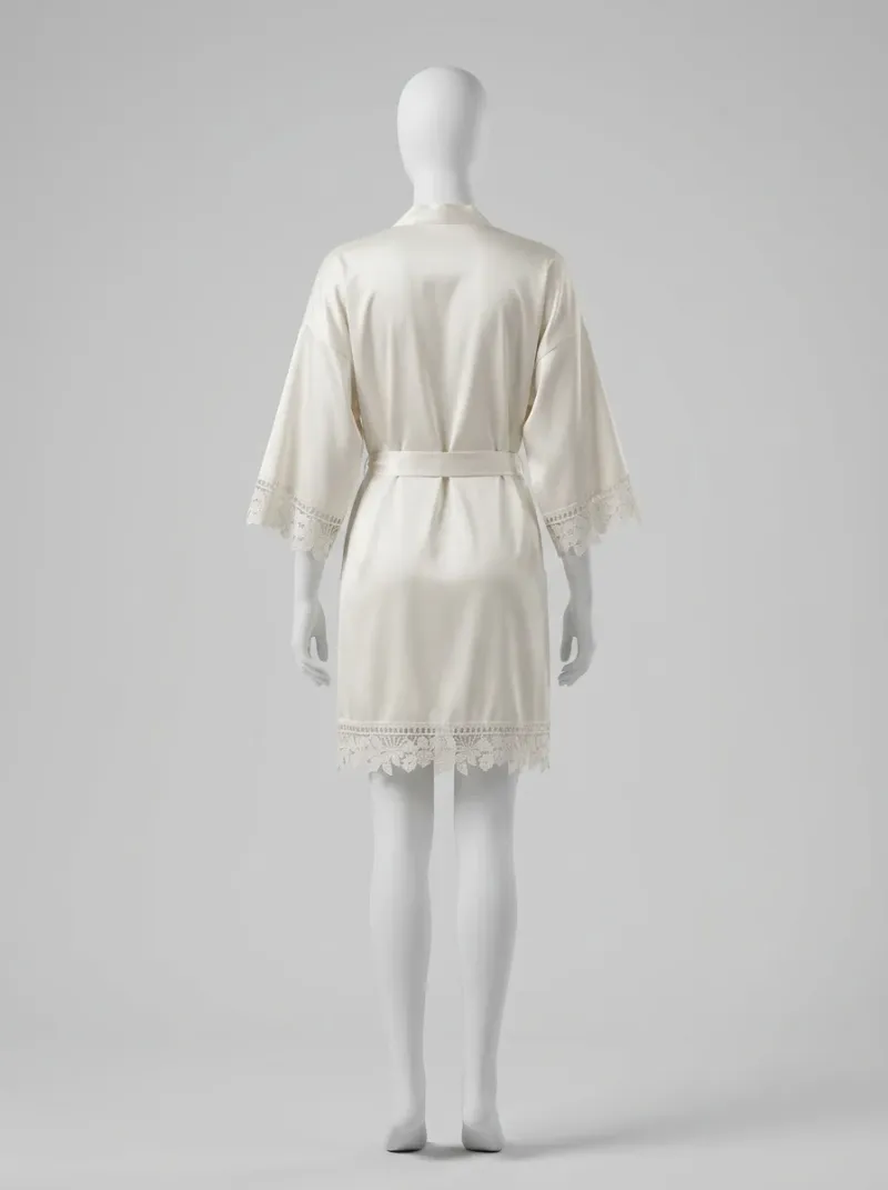 Kimono court polyester soyeux lingerie femme élégant