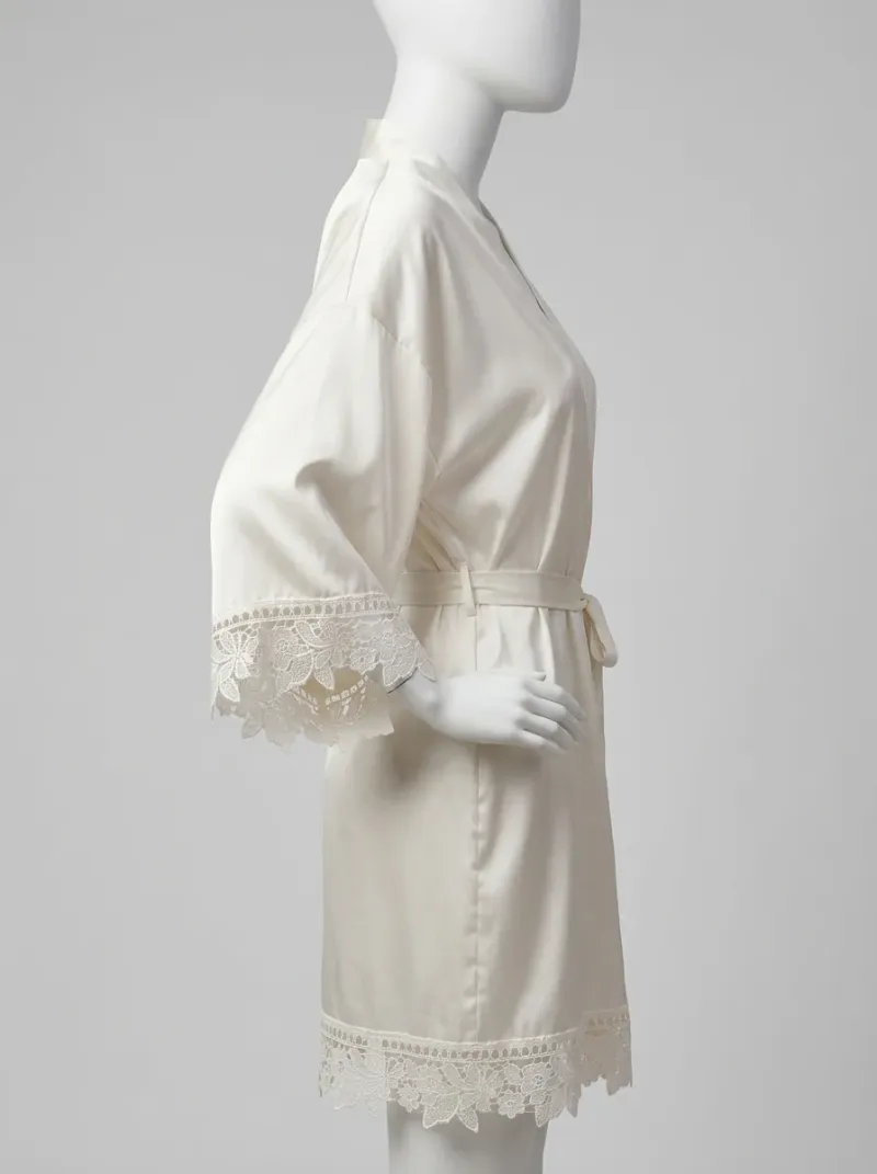 Kimono court polyester soyeux lingerie femme élégant