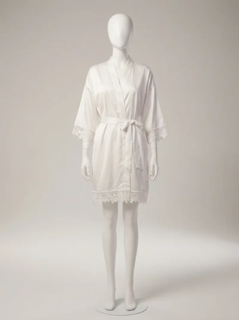 Kimono court polyester soyeux lingerie femme élégant