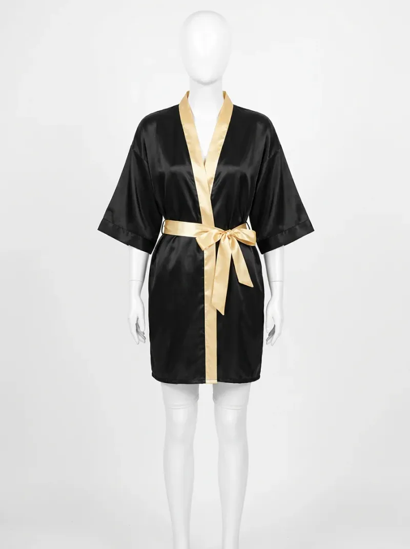 Kimono court polyester satiné nuit femme moderne