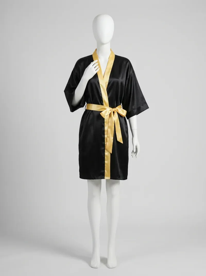 Kimono court polyester satiné nuit femme moderne