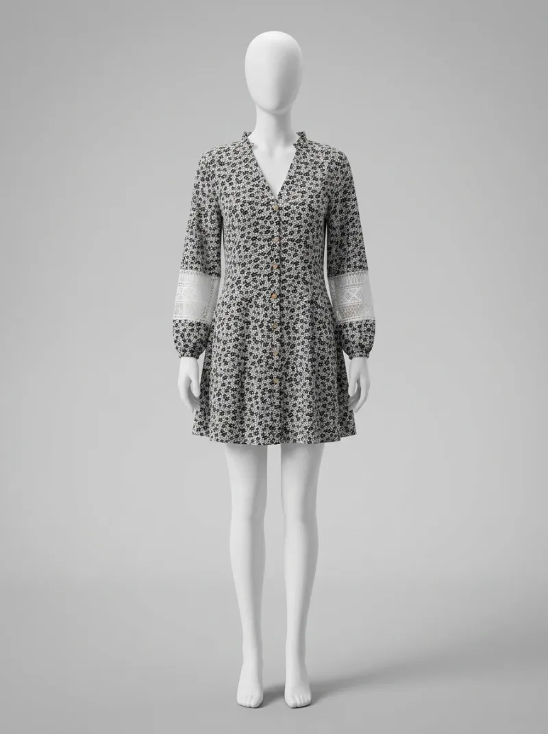 Kimono court polyester léger pois femme décontracté