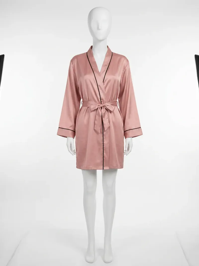 Kimono court satin polyester femme détente raffinée