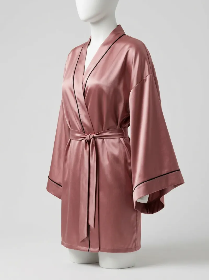 Kimono court satin polyester femme détente raffinée