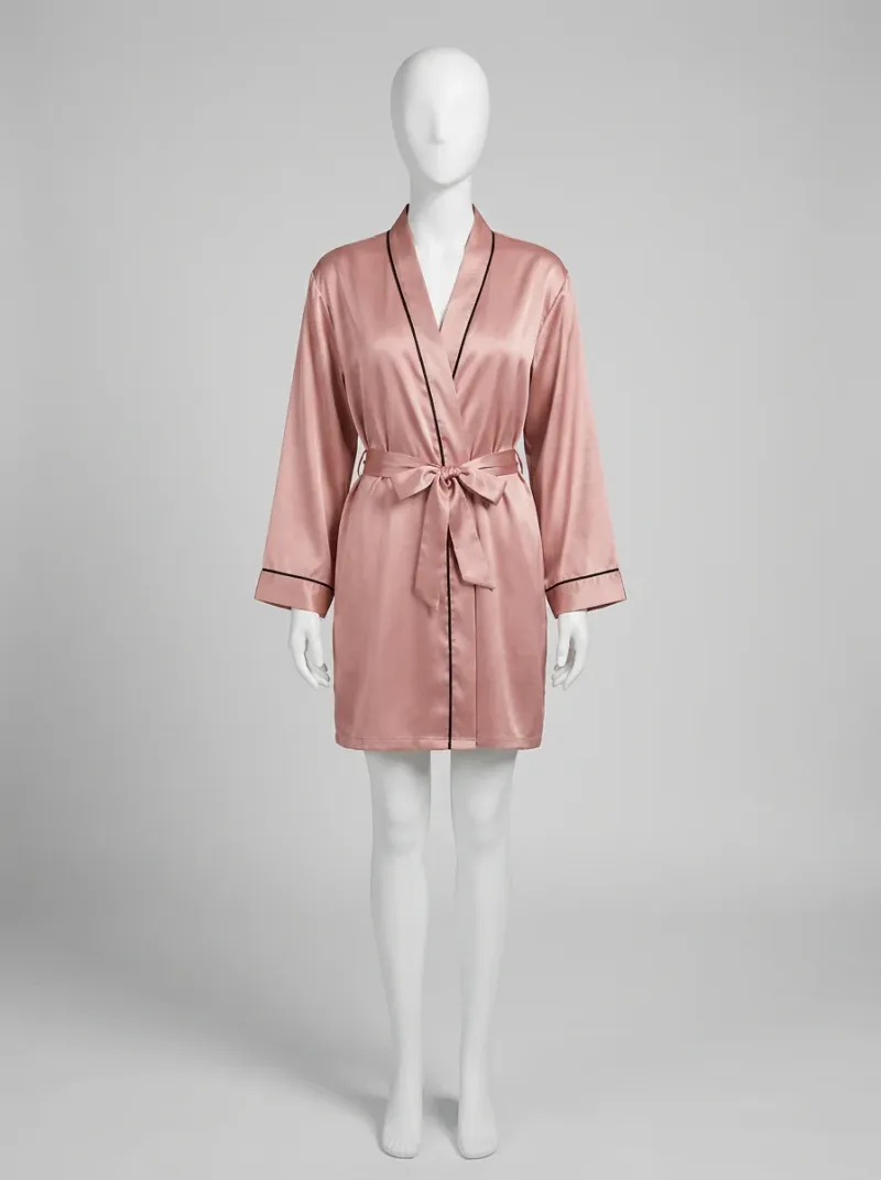 Kimono court satin polyester femme détente raffinée