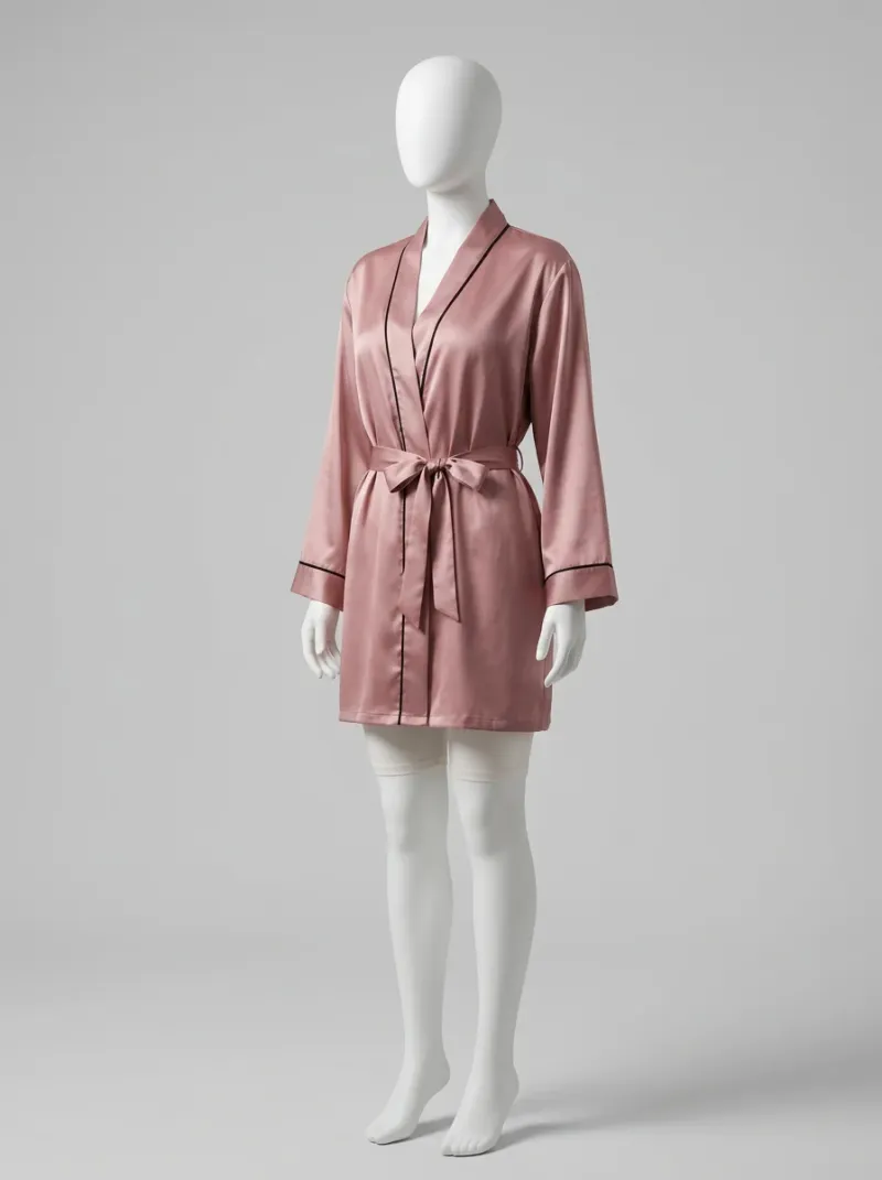 Kimono court satin polyester femme détente raffinée