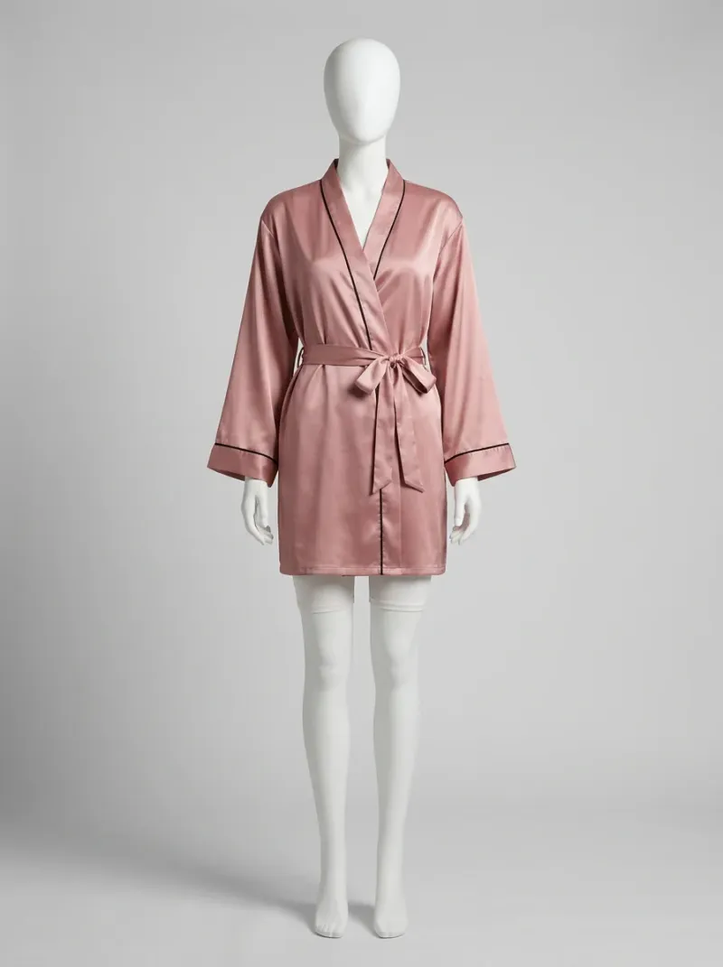 Kimono court satin polyester femme détente raffinée