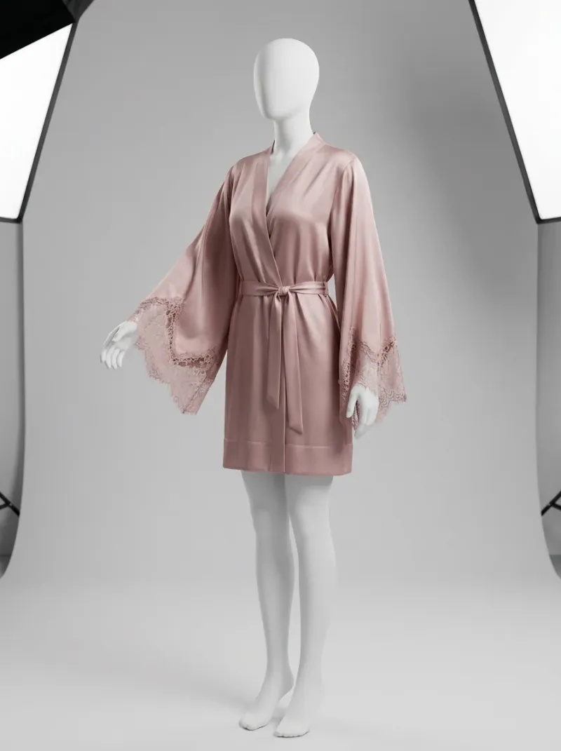 Kimono court coton polyester nuit femme délicat
