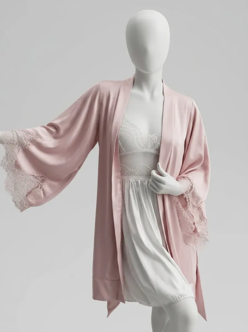 Kimono court coton polyester nuit femme délicat