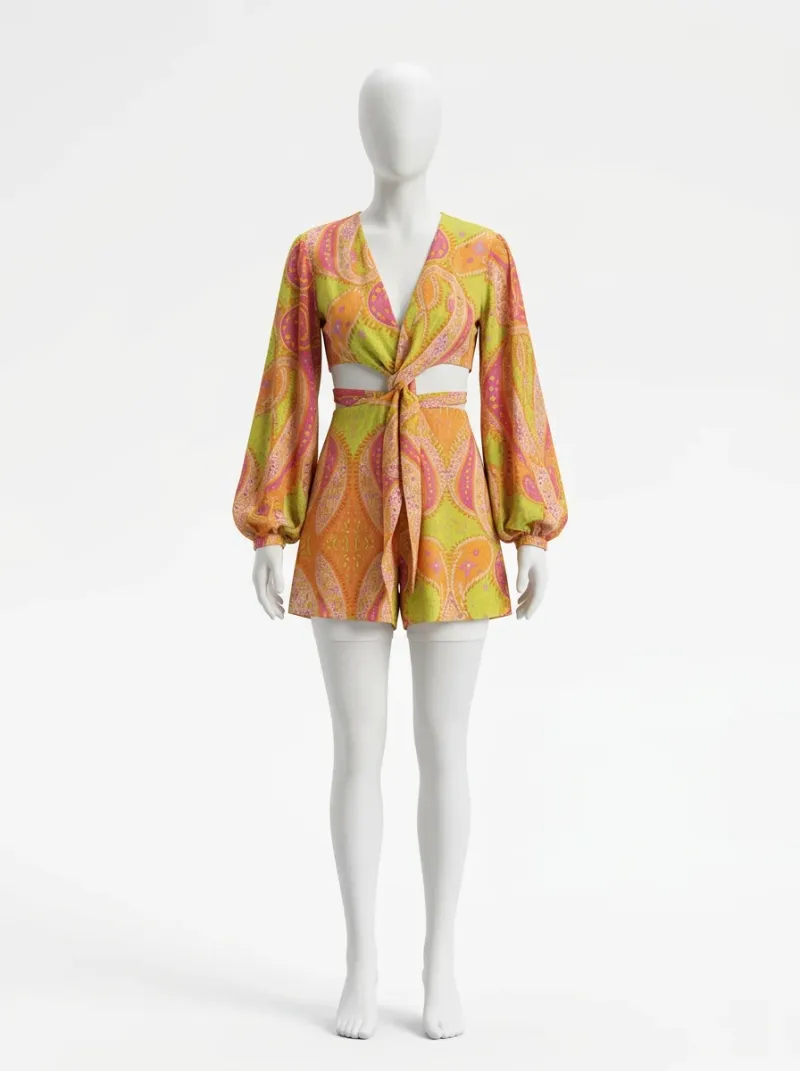 Kimono court polyester léger tunique plage femme décontractée