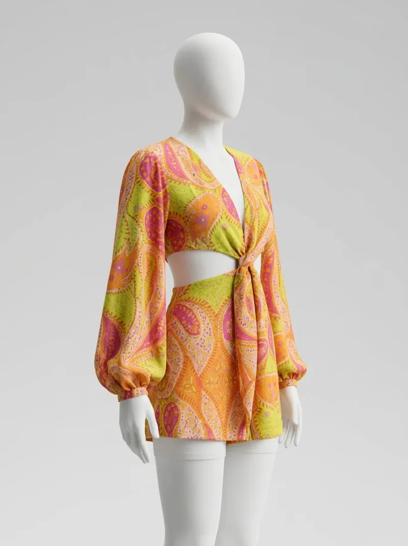 Kimono court polyester léger tunique plage femme décontractée