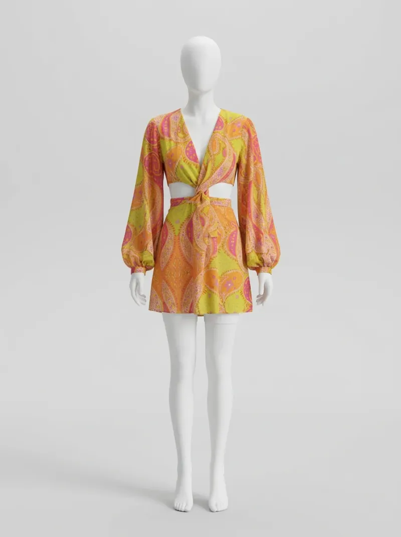 Kimono court polyester léger tunique plage femme décontractée