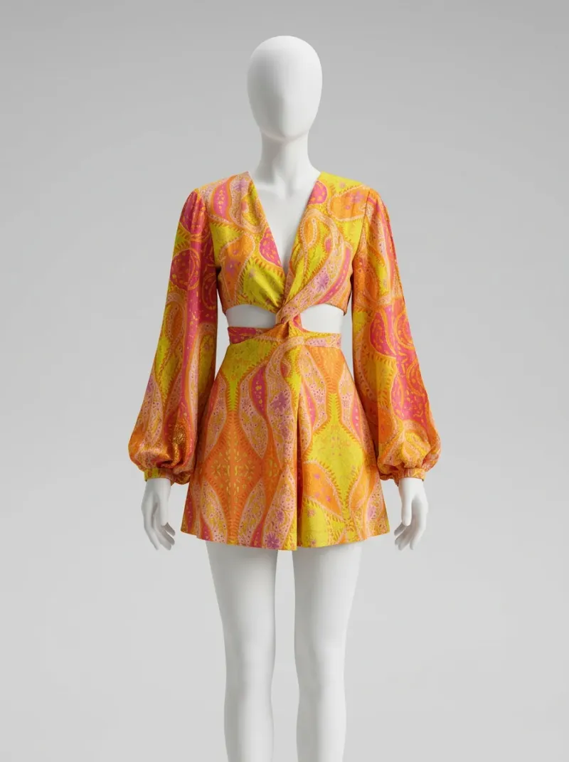 Kimono court polyester léger tunique plage femme décontractée
