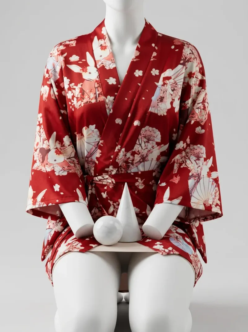 Kimono court polyester extensible ensemble lingerie femme sensuel