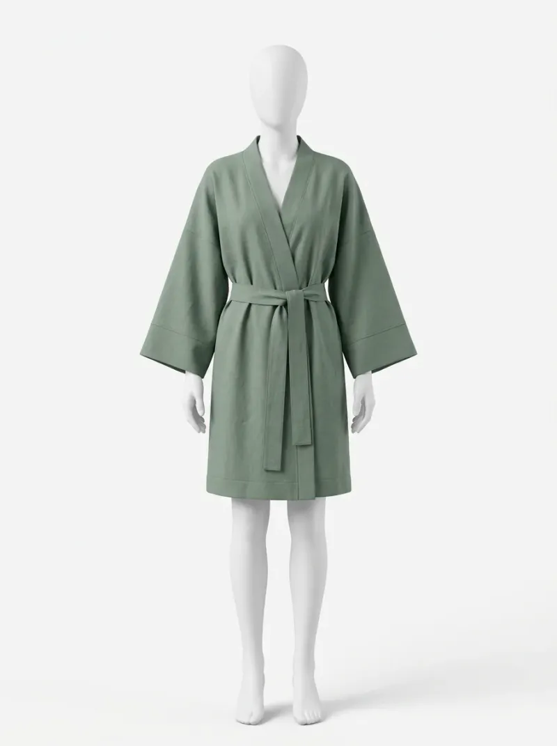 Kimono court coton peignoir cocooning maison femme