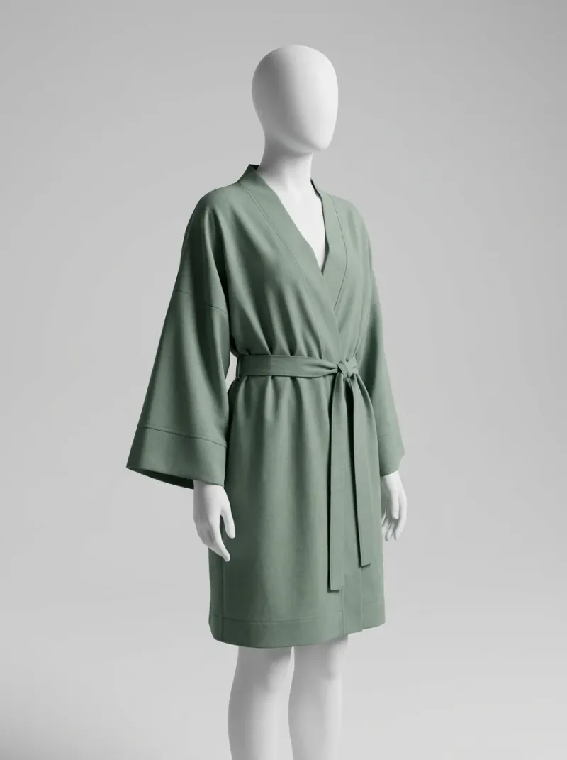 Kimono court coton peignoir cocooning maison femme