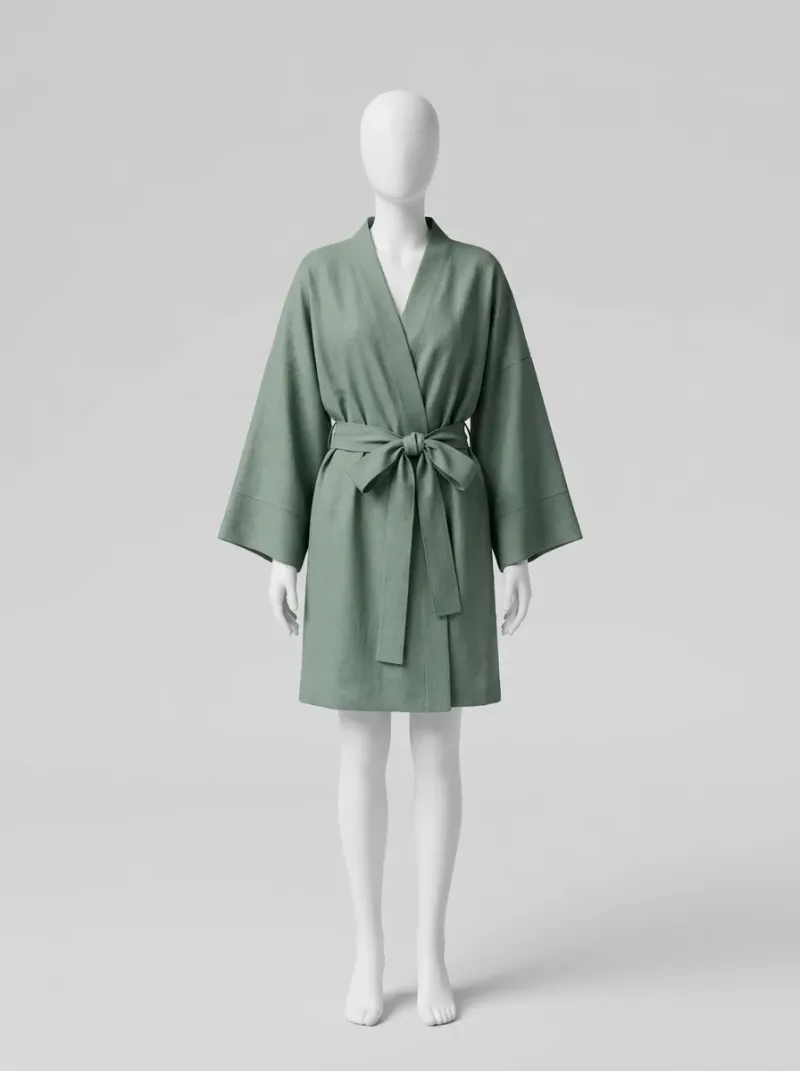 Kimono court coton peignoir cocooning maison femme