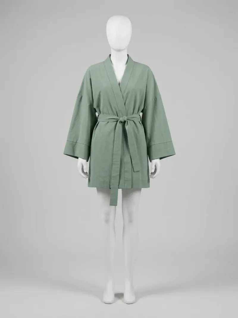 Kimono court coton peignoir cocooning maison femme