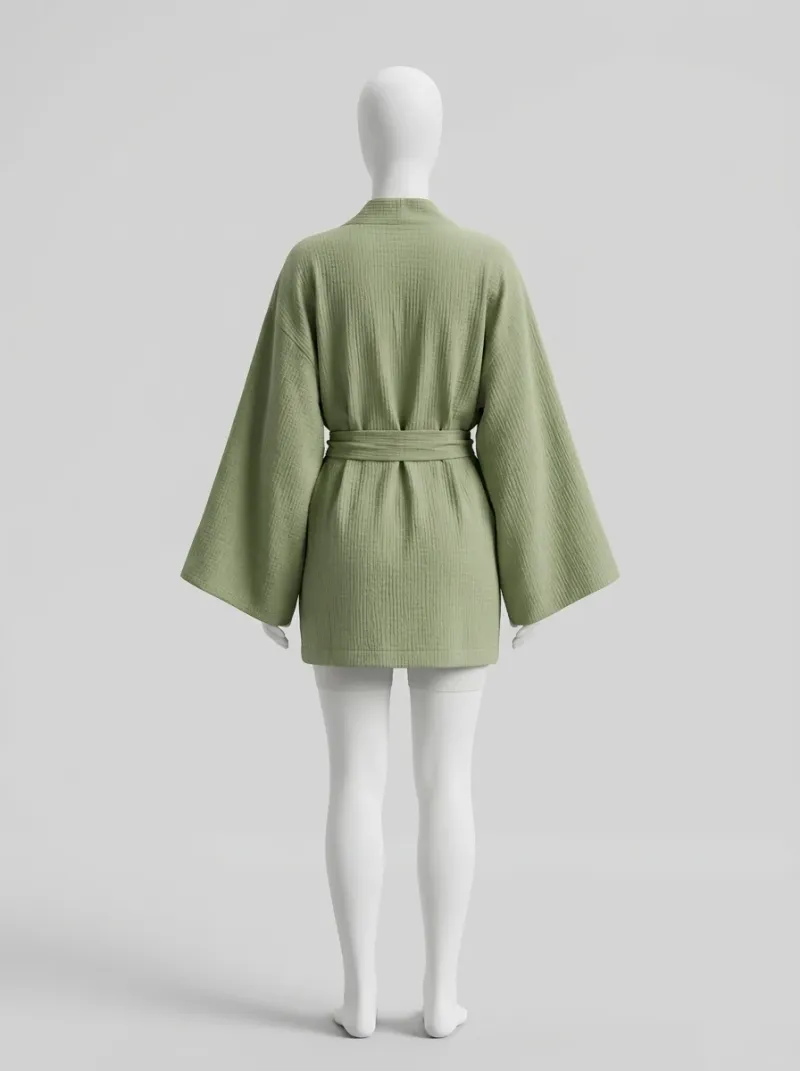 Kimono court gaze de coton femme élégant décontracté