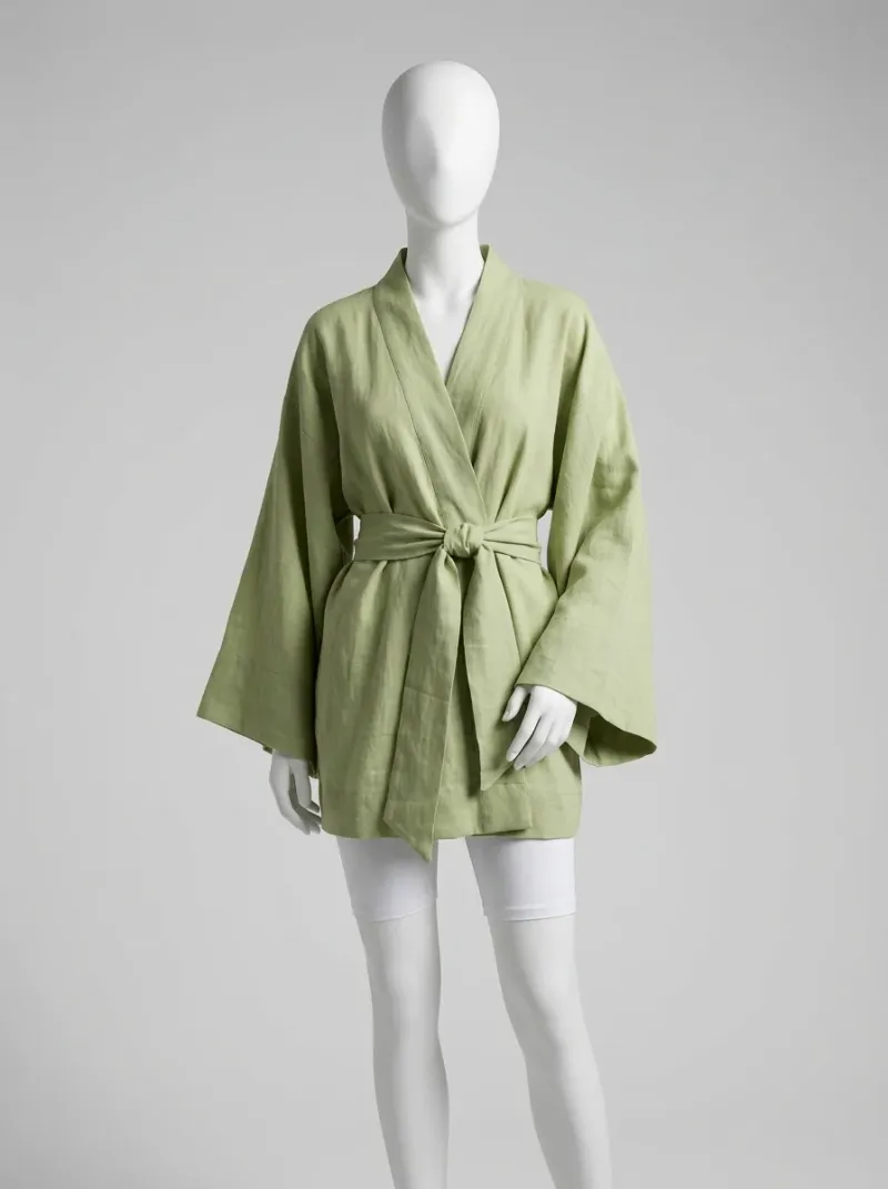 Kimono court gaze de coton femme élégant décontracté