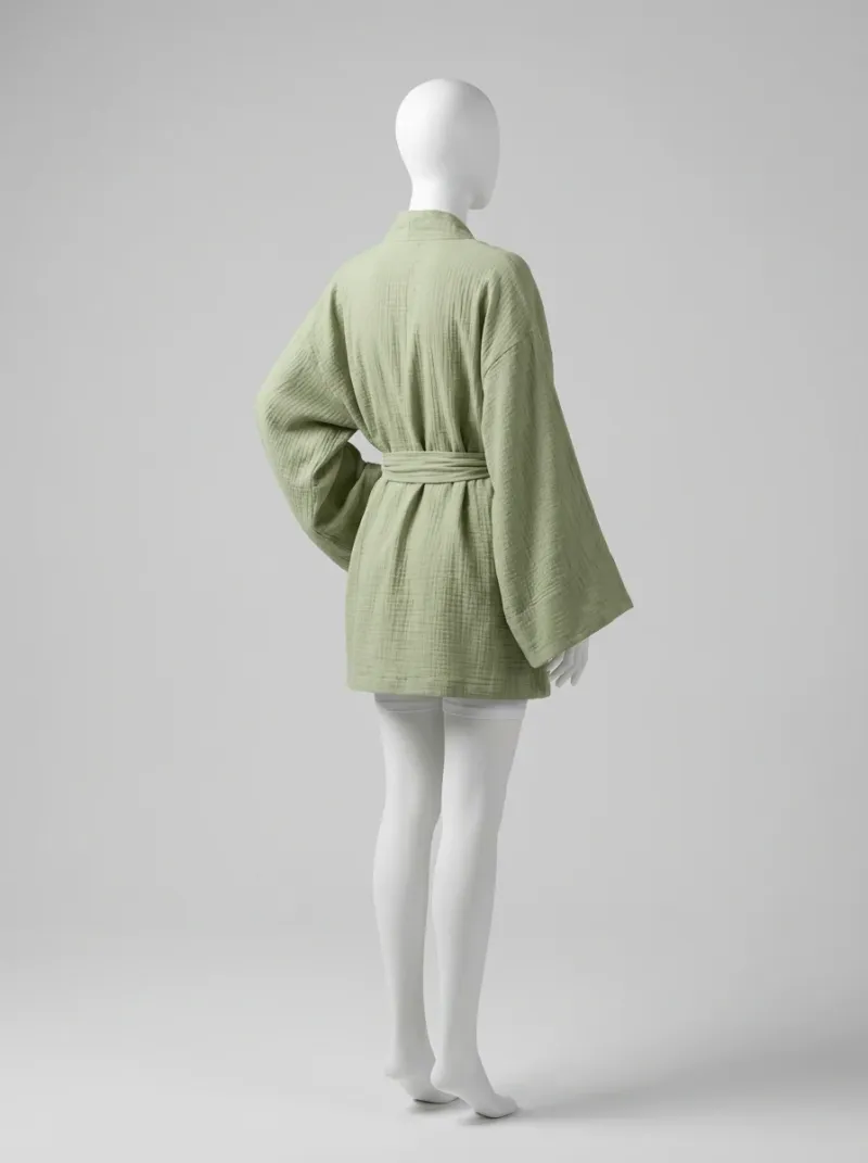 Kimono court gaze de coton femme élégant décontracté